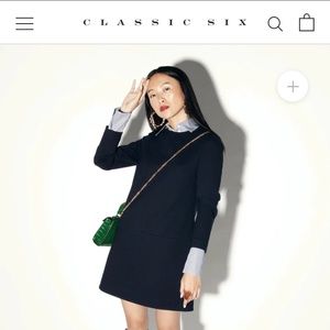 Classic Six TWIGGY SHIFT DRESS IN NAVY Size 6